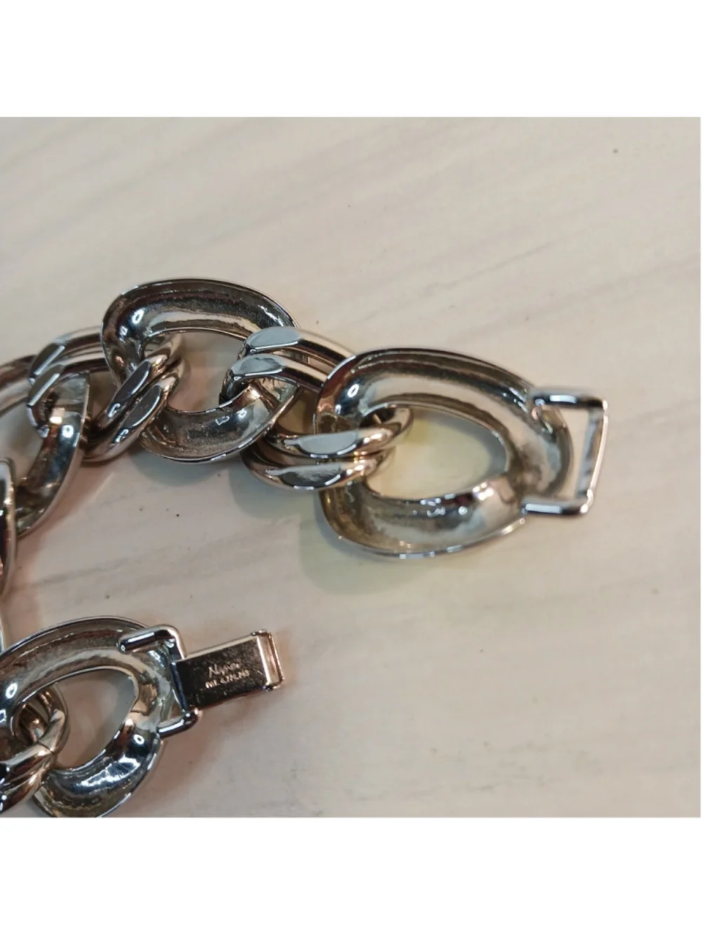 Fabulous VTG Napier Silver Tone Chunky Link Bracelet Mob Wife Mod Chic Classic
